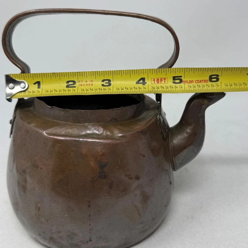 Primitive Antique Copper‎ Hand Crafted Tea Kettle Rustic Farmhouse Decor Vintage